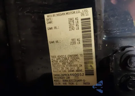 2012 Nissan Altima 2.5 S from USA, damaged, VIN 1N4AL2AP4CN460052